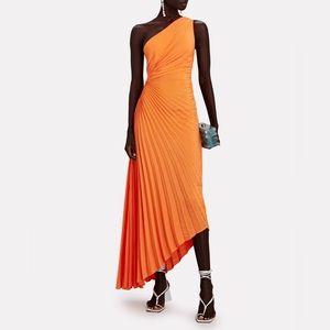 A.L.C. Orange One-Shoulder Midi Dress